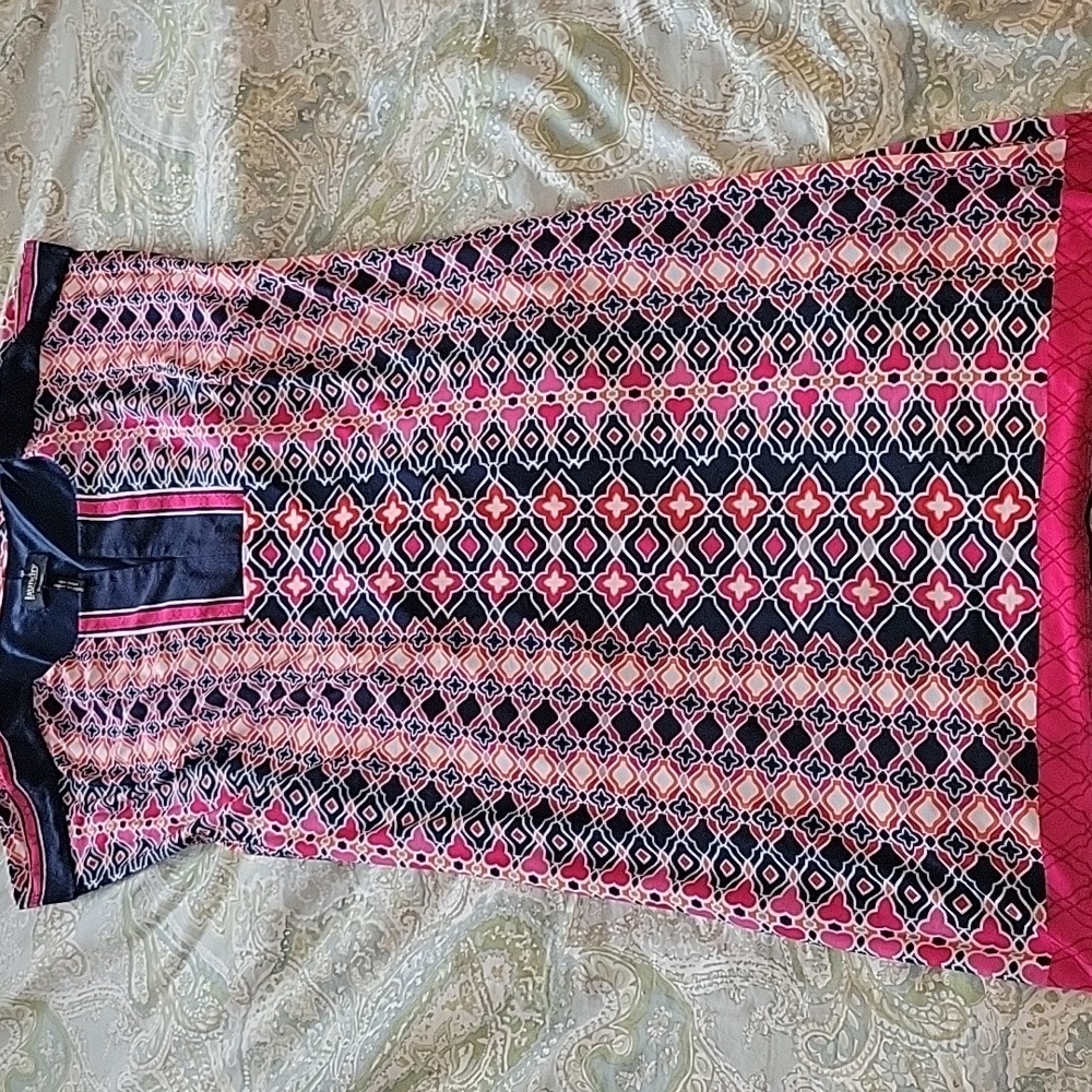 LAUNDRY SHELLI SEGAL Pink and Blue Geometric Pattern Stretch Shift - Picture 7 of 11
